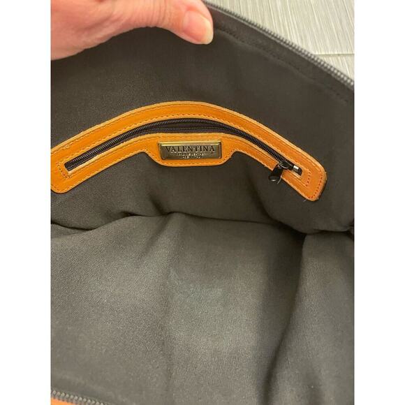 Valentina Shoulder Handbag Straps Black/Brown Genuine Leather Made In Italy - Picture 9 of 16